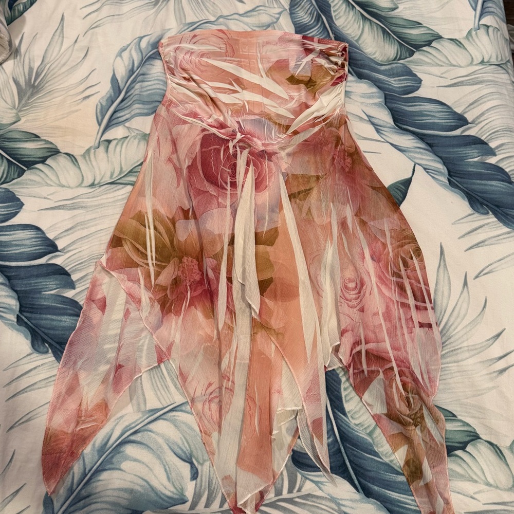 Floral Pink Strapless Top